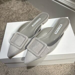 Manolo Blahnik Maysale Suede Mules